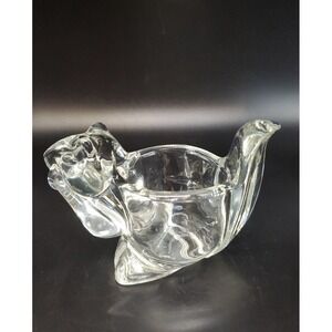 Vtg Avon 1970's Clear Glass Squirrel Tea Light Votive Or Taper Candle Holder